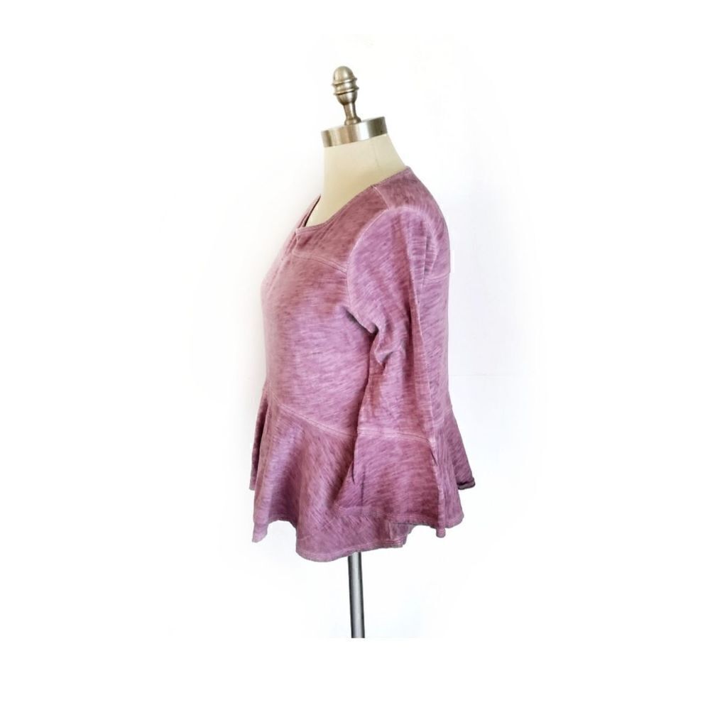 ANTHROPOLOGIE AKEMI + KIN PEPLUM SEAMED TOP PINK OMBRE BELL SLEEVE TOP SZ XXS - Picture 3 of 7